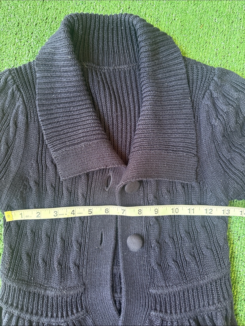 French Connection Navy Short-Sleeve Cable Knit Cardigan - Picture 10 of 10